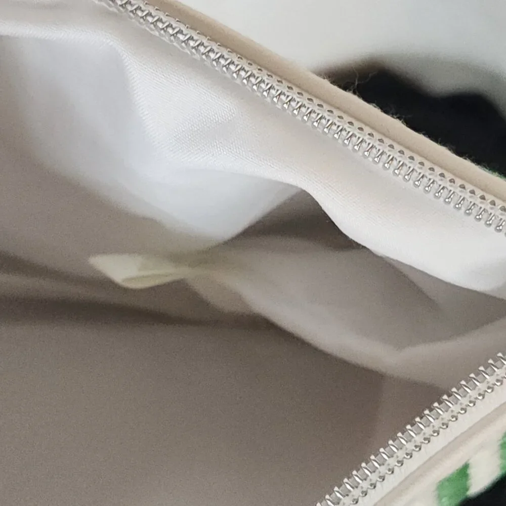 Mario Badescu Green and White Poly Striped Fully Lined Italian Design Makeup Bag - Picture 13 of 16